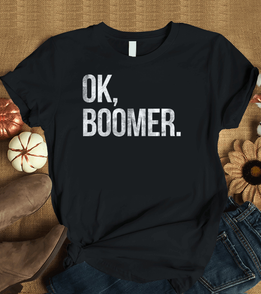 Vintage Distressed OK Boomer Text T-Shirt