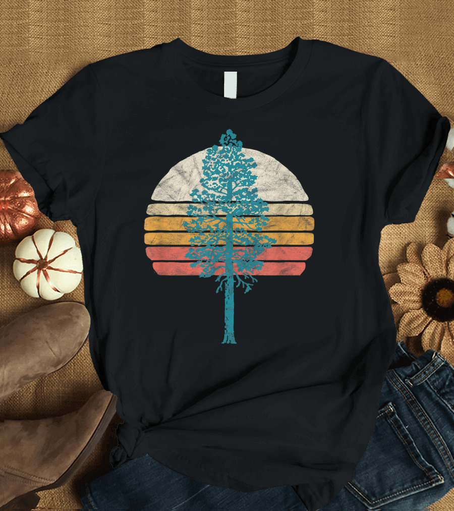 Vintage Tree Sunset Distressed 80S Vibe T-Shirt