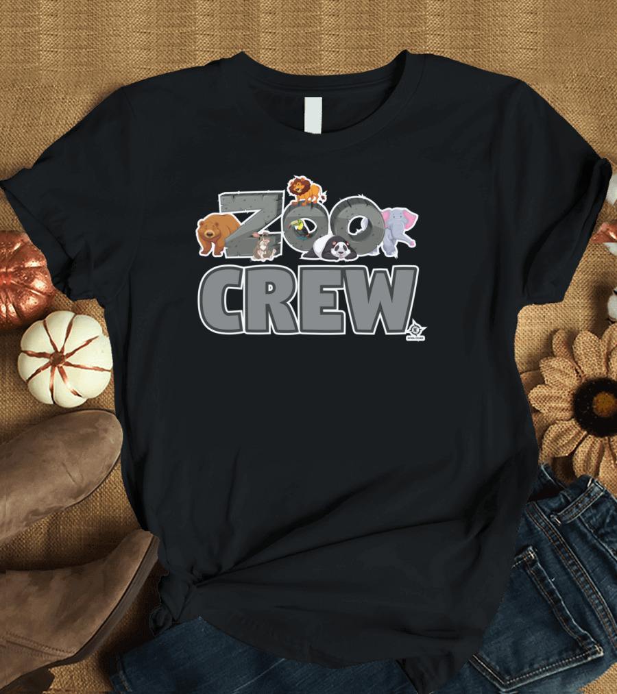 Zoo Crew Animal Group for Adults with Cartoon Lion Elephant and Bear T-Shirt