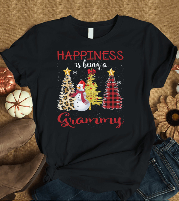 T-Shirt: Happiness Is Being a Grammy Snowman Christmas Plaid Leopard Trees T-Shirt Happiness Is Being a Grammy Snowman Christmas Plaid Leopard Trees T-Shirt