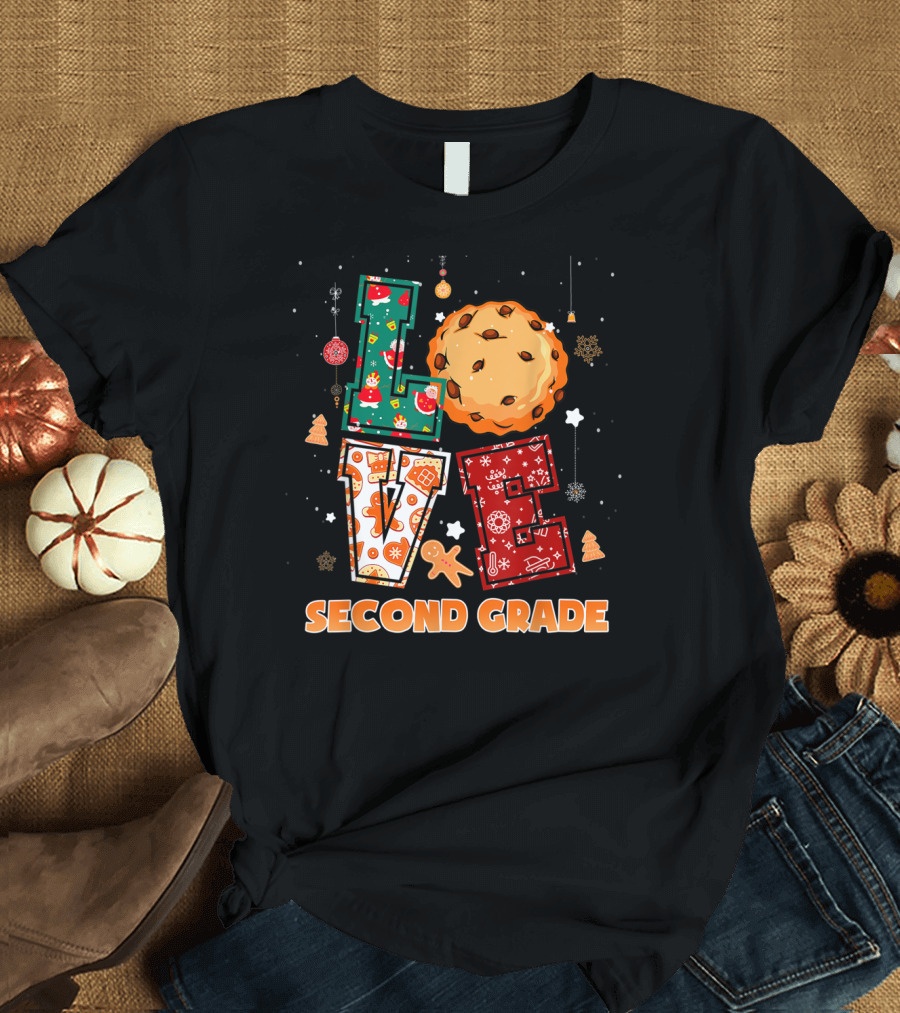 LOVE Second Grade Cookie Christmas T-Shirt