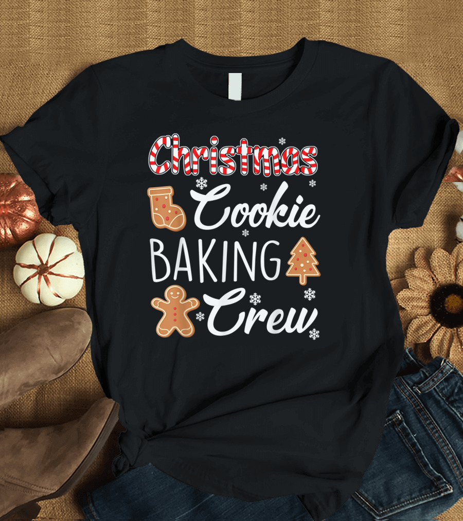 Christmas Cookie Baking Crew Funny Xmas Gingerbread and Stocking T-Shirt