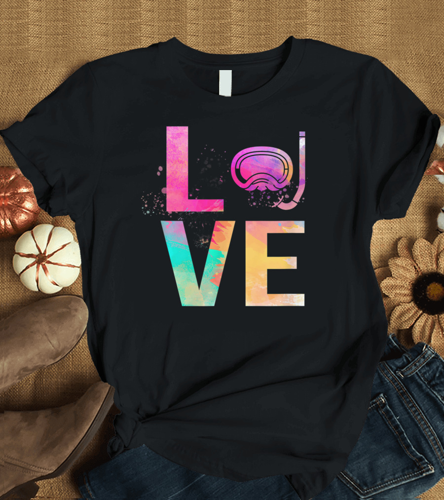 LOVE Colorful Aqualung Scuba Mask T-Shirt