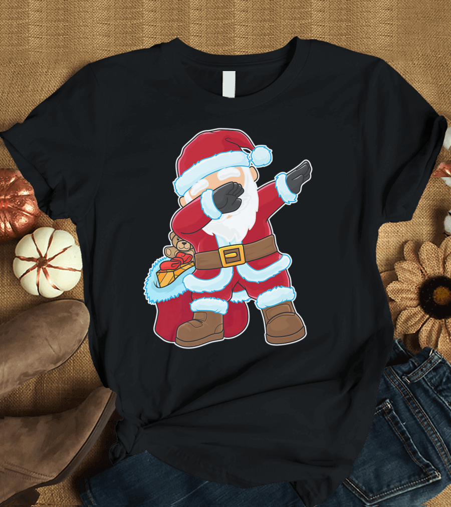 Funny Dabbing Santa Claus with Christmas Gifts T-Shirt
