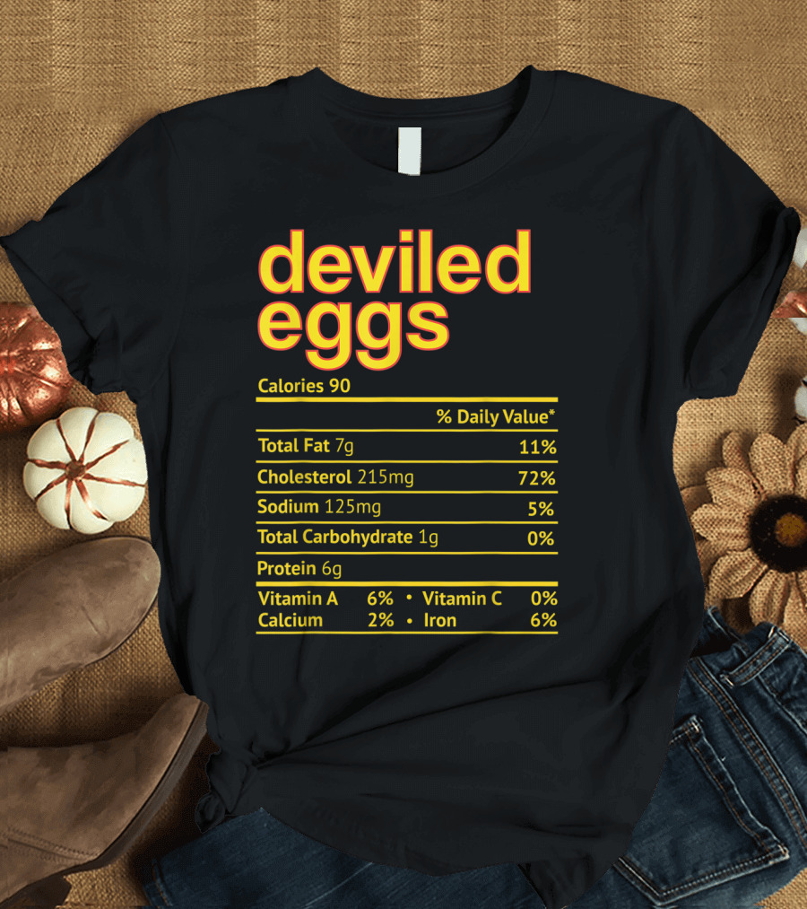 Deviled Eggs Calories Nutrition Facts Total Fat Cholesterol Sodium Protein Vitamins Calcium Iron T-Shirt
