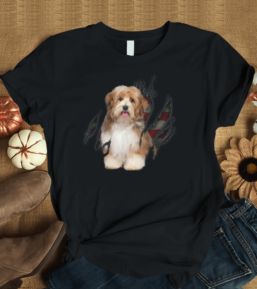 Havanese with American Flag Background T-Shirt