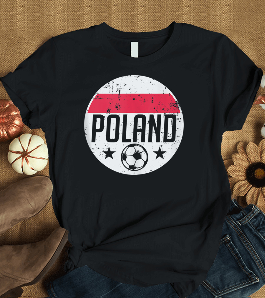 Poland Soccer Football Team Flag Grunge Style Supporter Circle T-Shirt