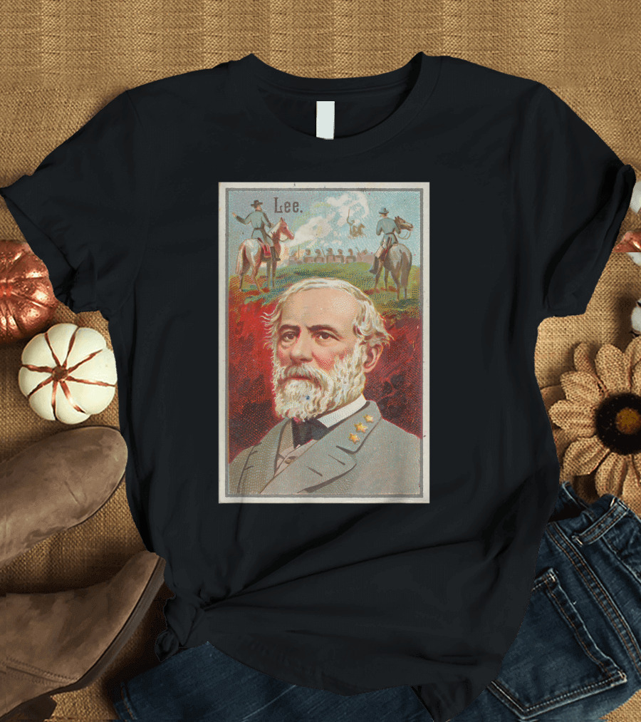 Lee Robert E Lee Portrait with Soldiers on Horseback T-Shirt