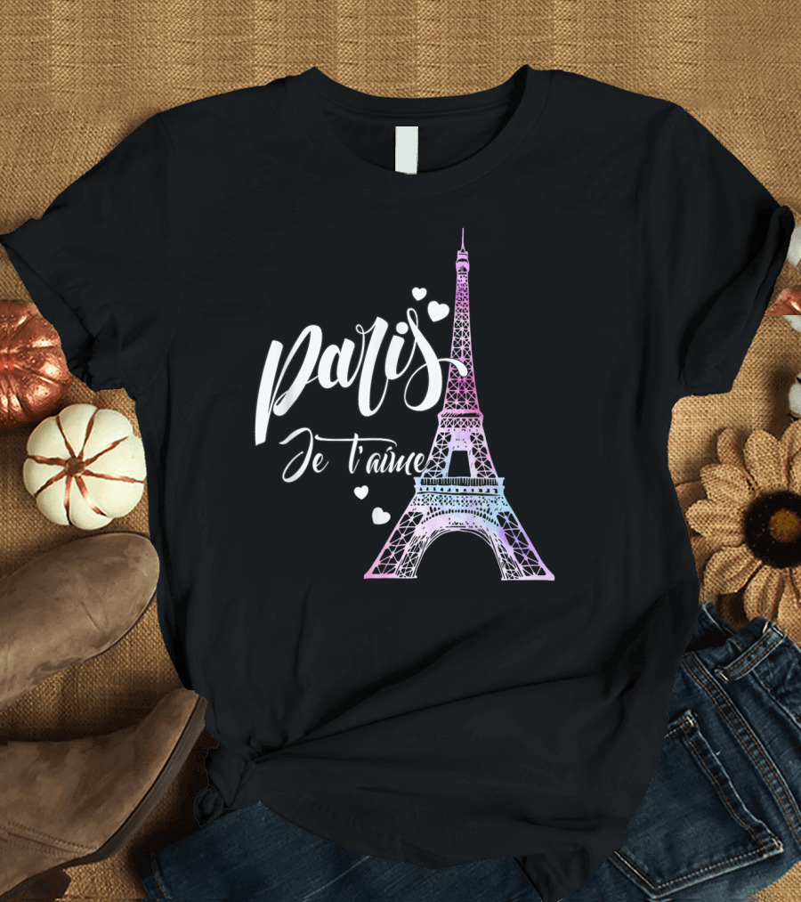 Paris Je T'aime Eiffel Tower Hearts T-Shirt