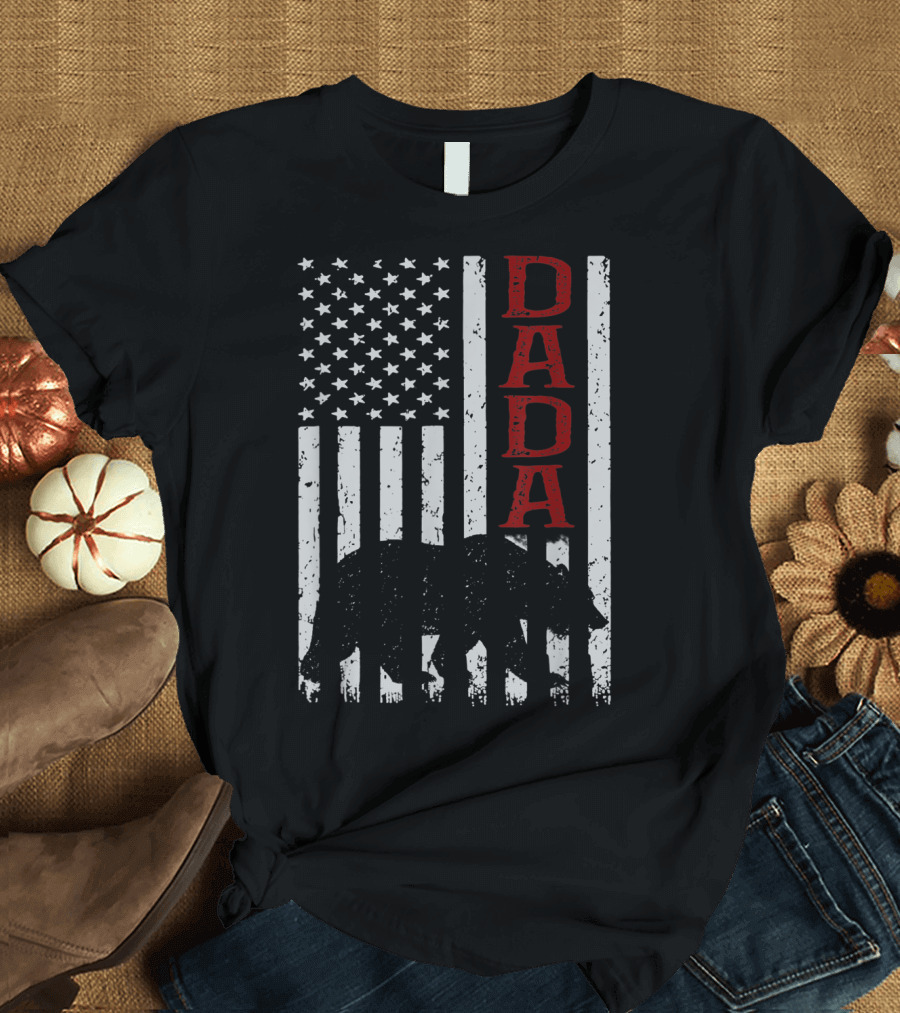 American Flag Dada Bear Silhouette T-Shirt