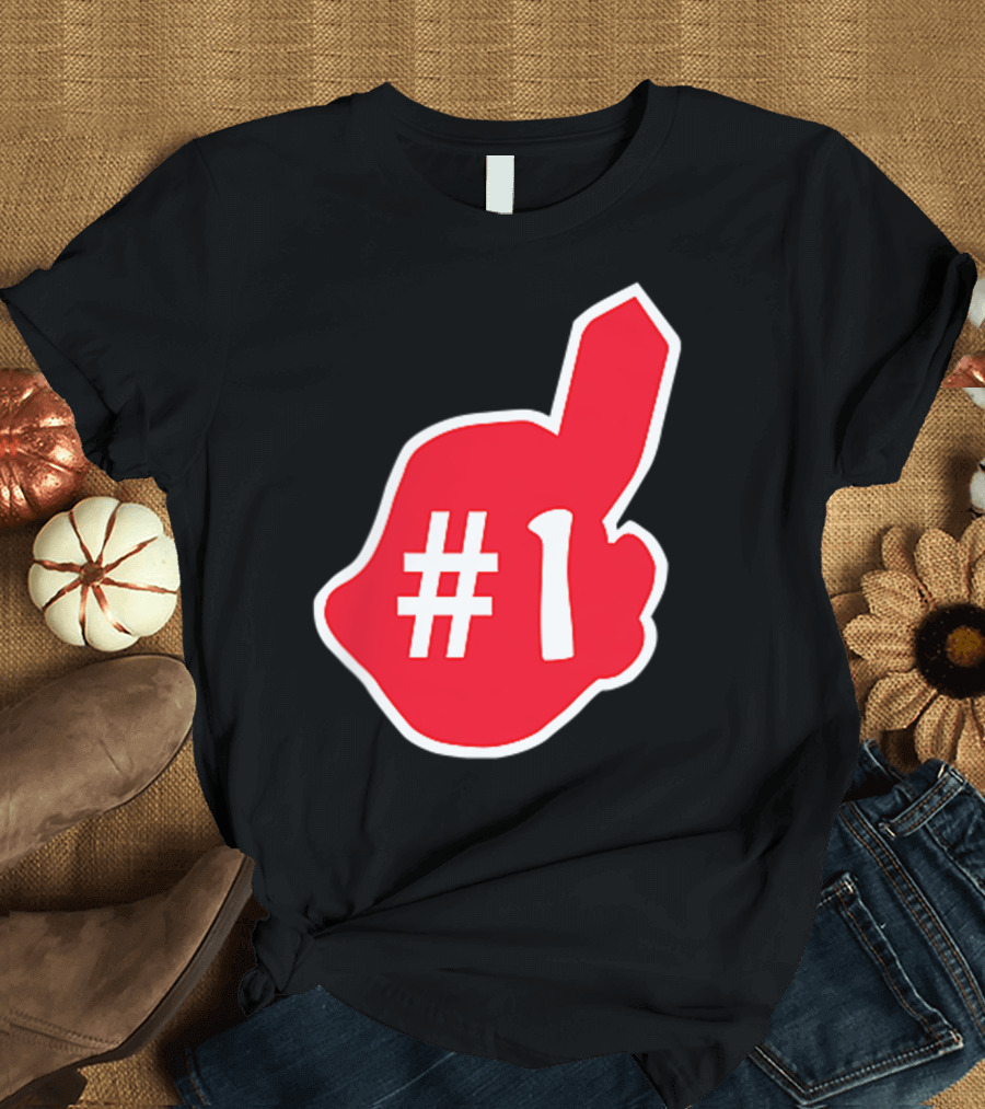 1 Cleveland Hometown Indian Tribe Vintage B Number 1 Foam Finger T-Shirt