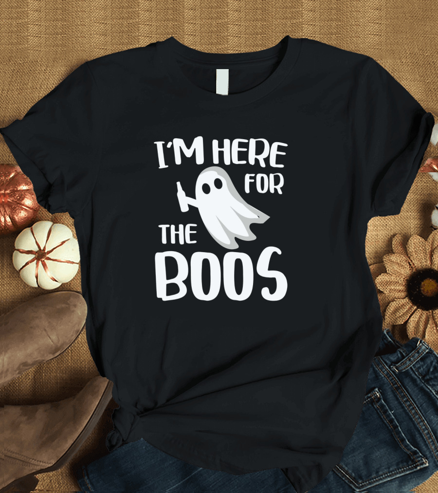 I'm Here for the Boos Halloween Ghost with Bottle Fun T-Shirt