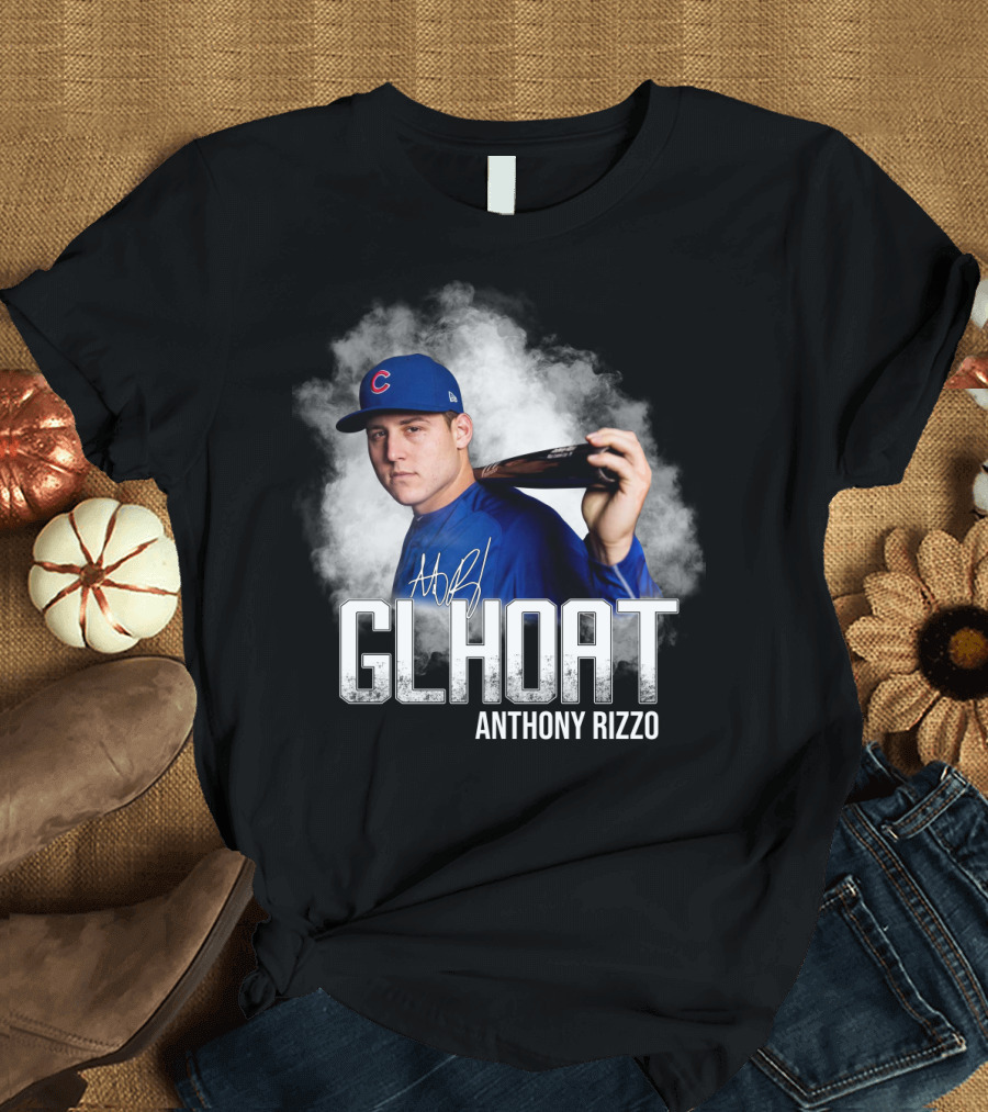 CHICAGO CUBS GLHOAT ANTHONY RIZZO SIGNATURE BLUE SMOKE BACKGROUND T-Shirt