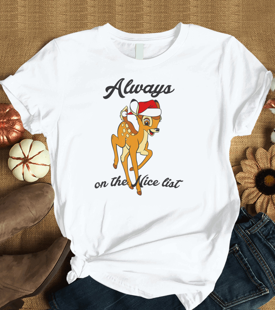 Disney Bambi Always on the Nice List Christmas T-Shirt
