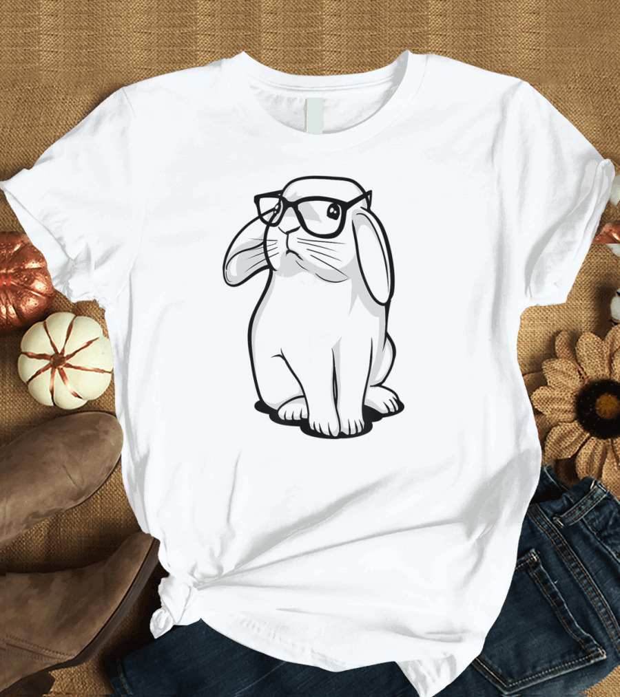 Funny Hipster Bunny Wearing Glasses Nerd Rabbit T-Shirt