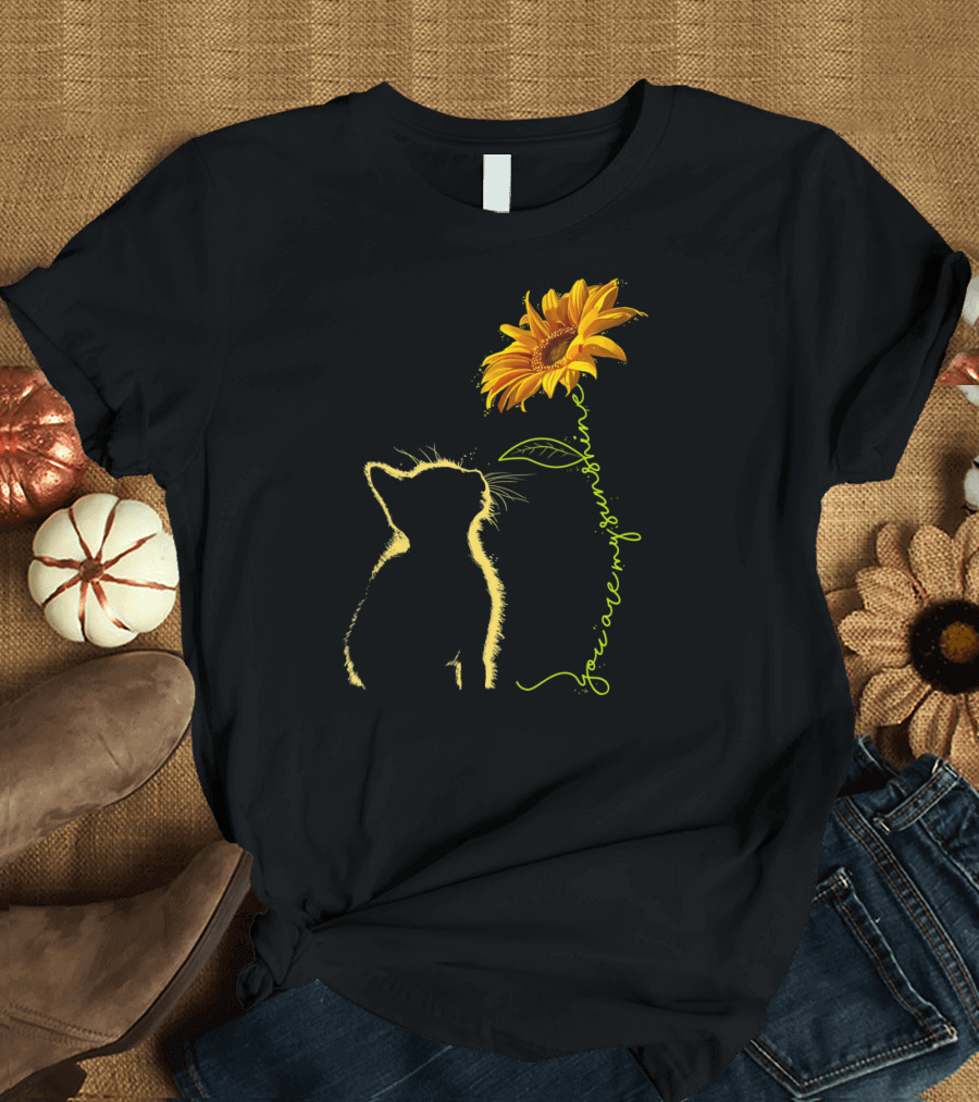 You Are My Sunshine Cat with Sunflower T-Shirt