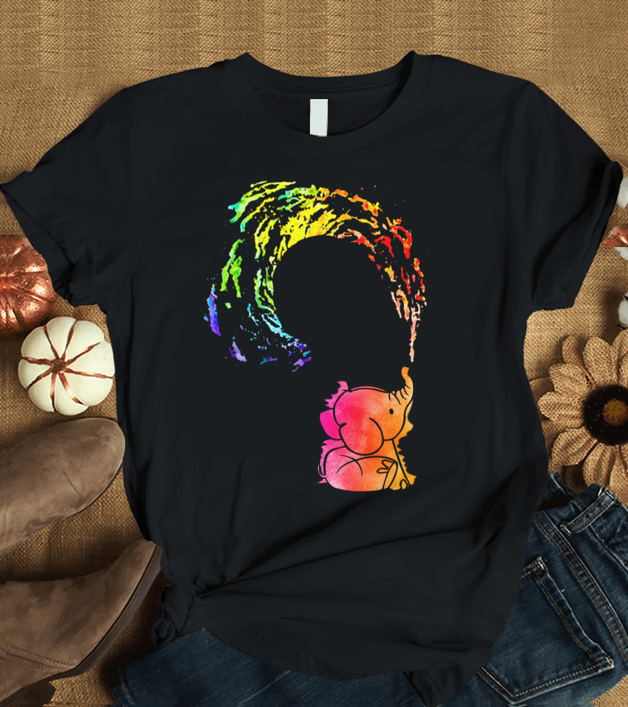 Rainbow Wave Elephant Painting Wall T-Shirt