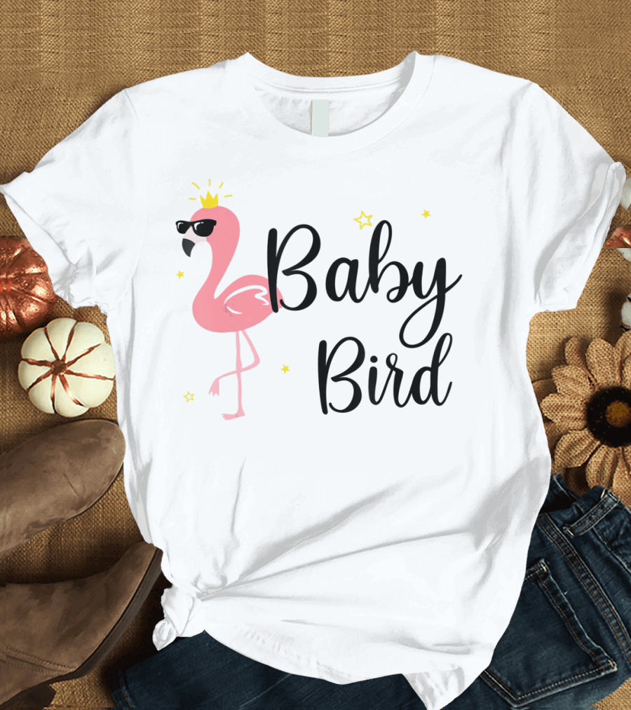 Baby Bird Flamingo Sunglasses Crown Stars T-Shirt