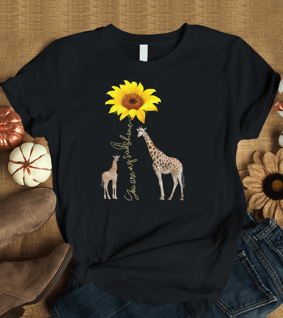 Sunflower You Are My Sunshine Giraffe with Mother and Calf T-Shirt