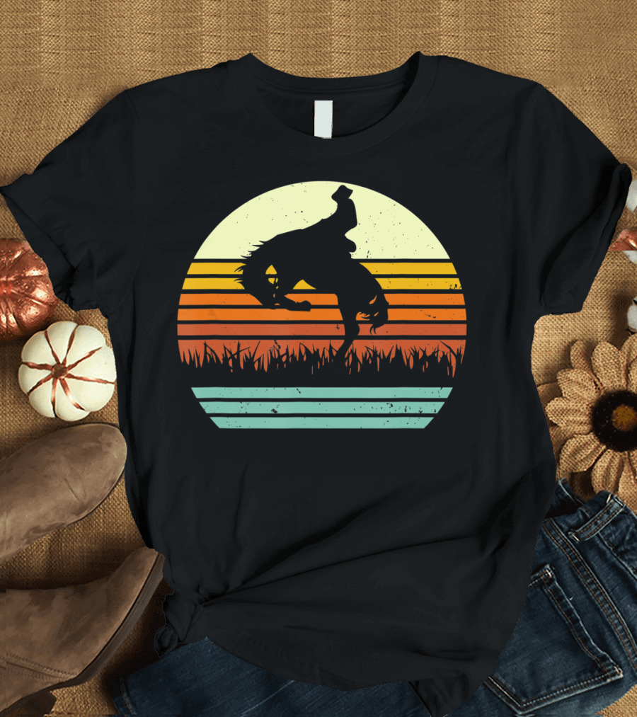 Bucking Bronco Horse Sunset T-Shirt