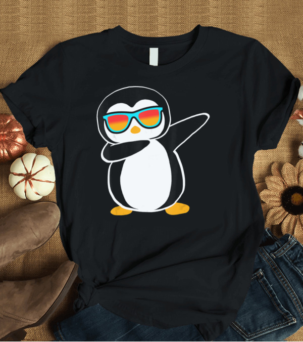 T-Shirt: Dabbing Penguin Cute Animal with Sunglasses Birthday Party T-Shirt Dabbing Penguin Cute Animal with Sunglasses Birthday Party T-Shirt