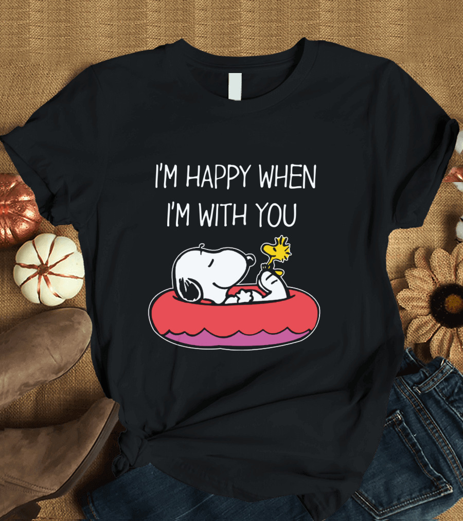 I'm Happy When I'm With You Snoopy and Woodstock Peanuts Float T-Shirt