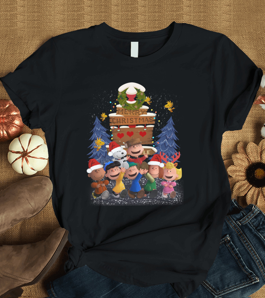 Merry Christmas with Friends Snoopy the Peanuts Movie Holiday T-Shirt