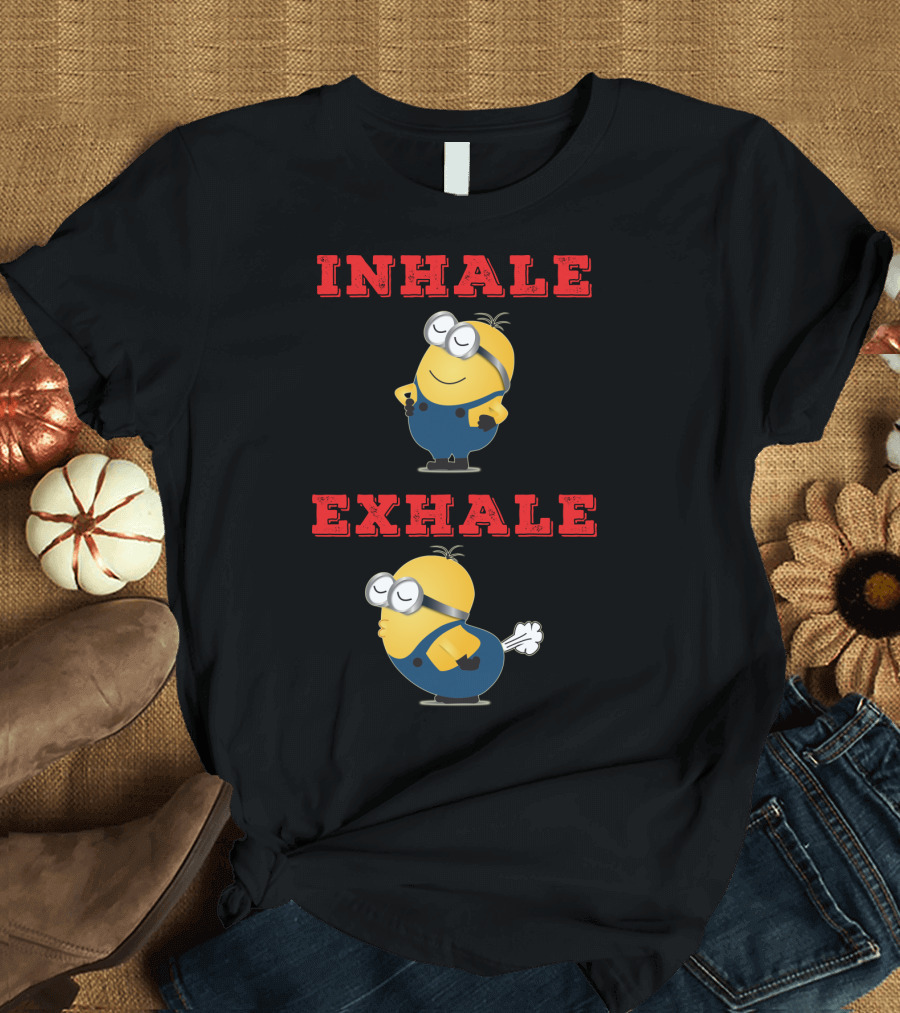 Minions Inhale Exhale Yoga Humor Despicable Me T-Shirt