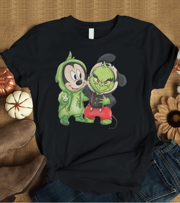 T-Shirt: Baby Mickey Grinch Mashup Hoodie Characters T-Shirt Baby Mickey Grinch Mashup Hoodie Characters T-Shirt