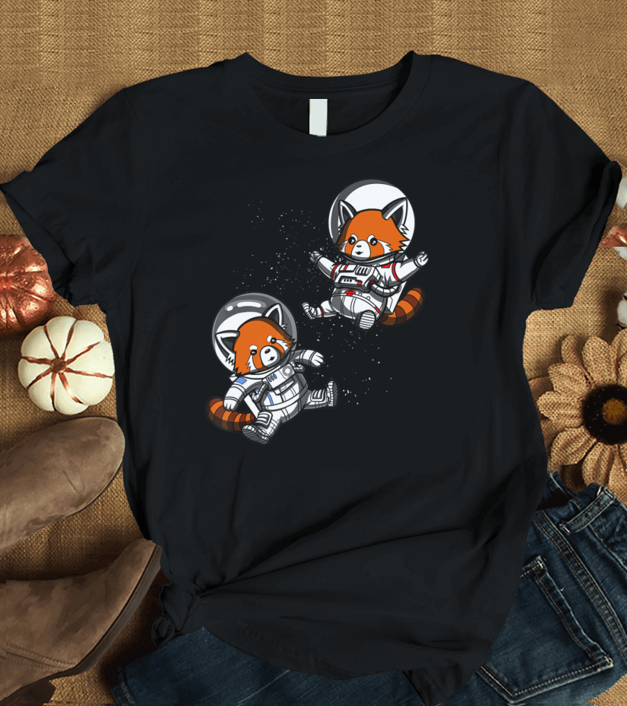 Red Panda Space Astronauts Cosmic Adventure T-Shirt