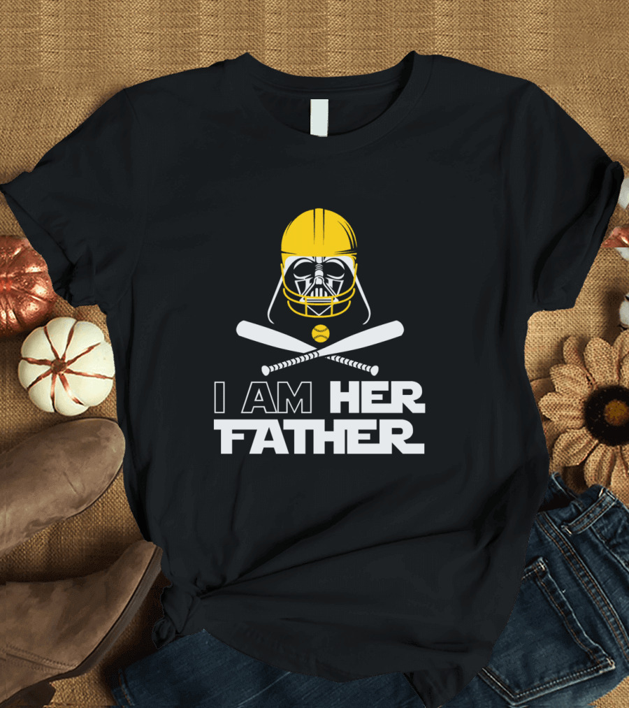I Am Her Father Darth Vader Baseball Helmet Crossed Bats T-Shirt