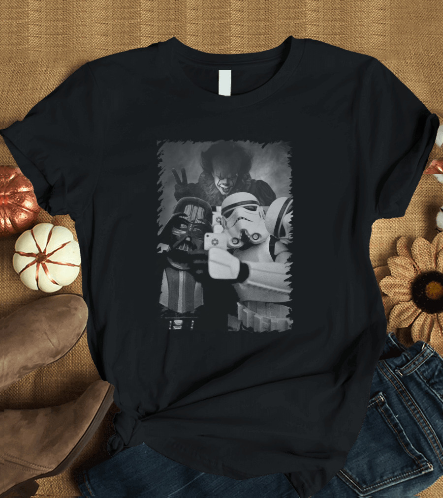 Darth Vader and Stormtrooper Selfie with Pennywise Star Wars Mashup T-Shirt