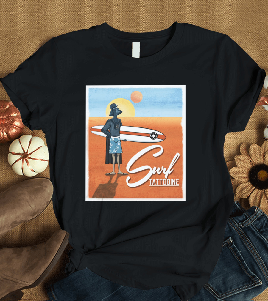 Surf Tatooine Darth Vader Star Wars Surfing Scene T-Shirt