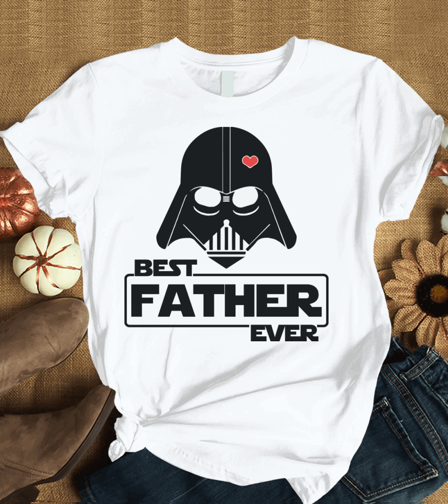 Best Father Ever Father's Day Darth Vader Star Wars Helmet Heart T-Shirt