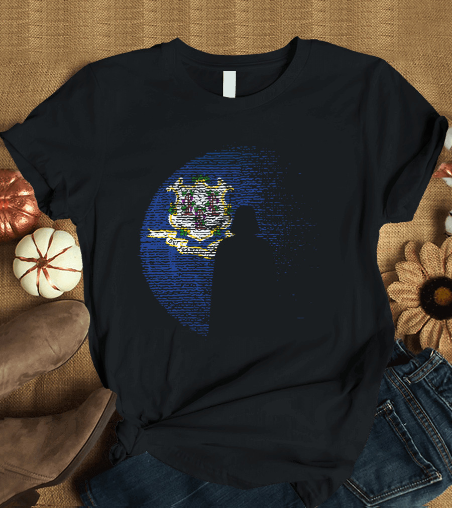Connecticut State Flag Darth Vader Silhouette Death Star Icon Moon Star Wars T-Shirt