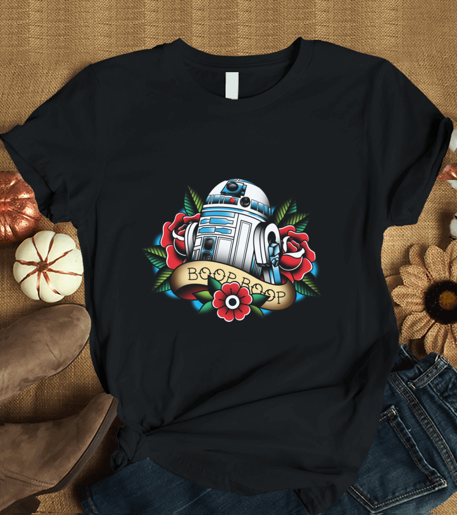 Boop Boop Floral R2 D2 Star Wars Roses Droids T-Shirt