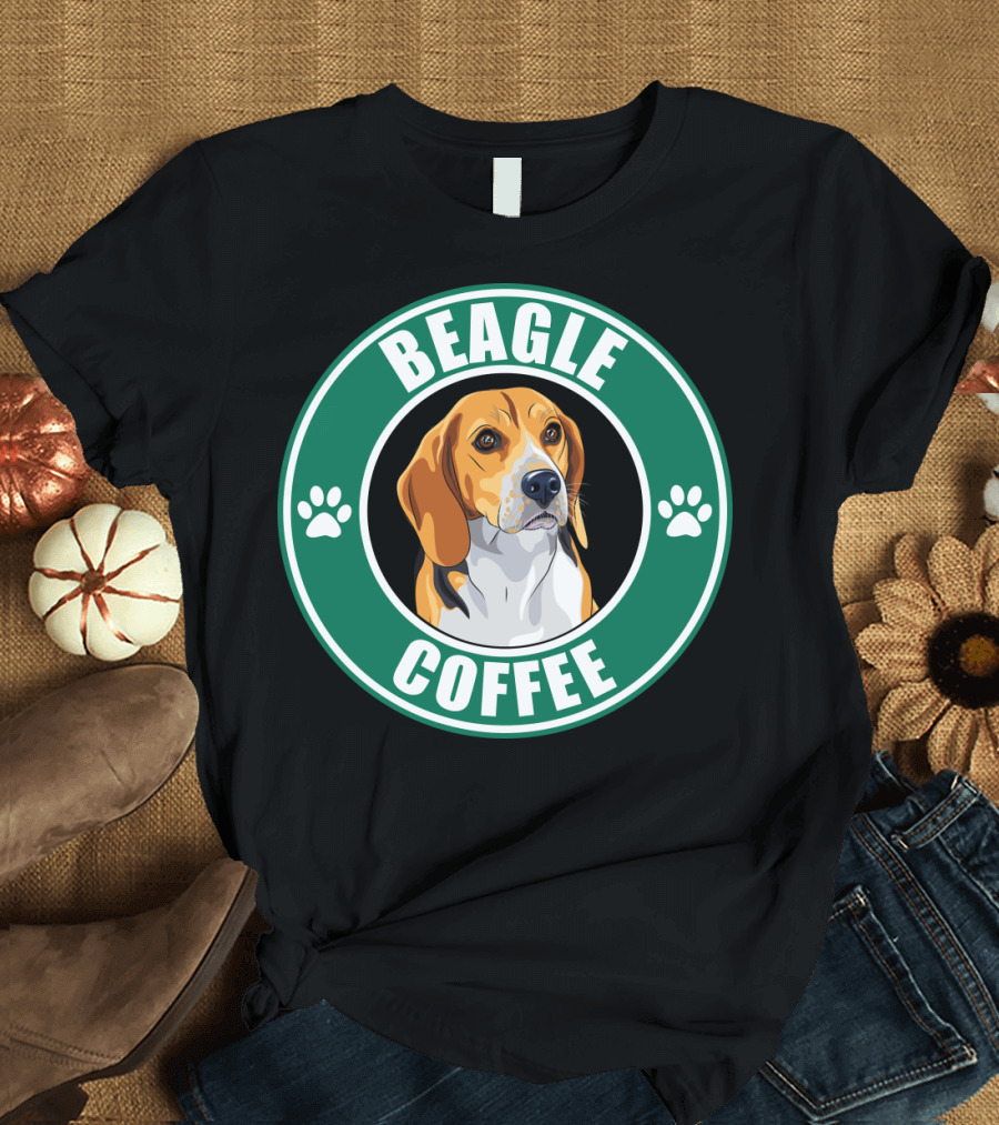 Beagle Coffee Paws Green Circle Beagle T-Shirt