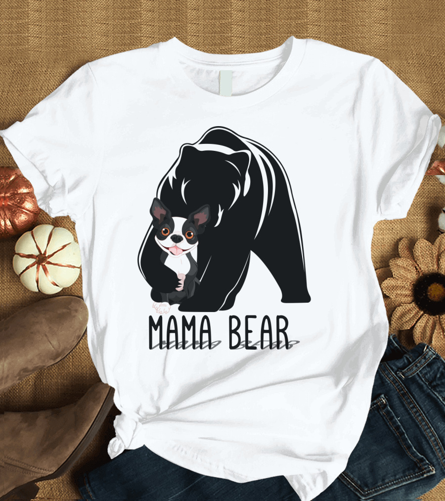 Mama Bear with Cute Dog Companion T-Shirt