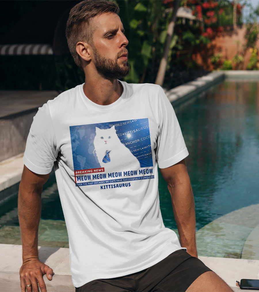 Breaking News Kittisaurus World News Anchor Coco Meow Meow Meow T-Shirt