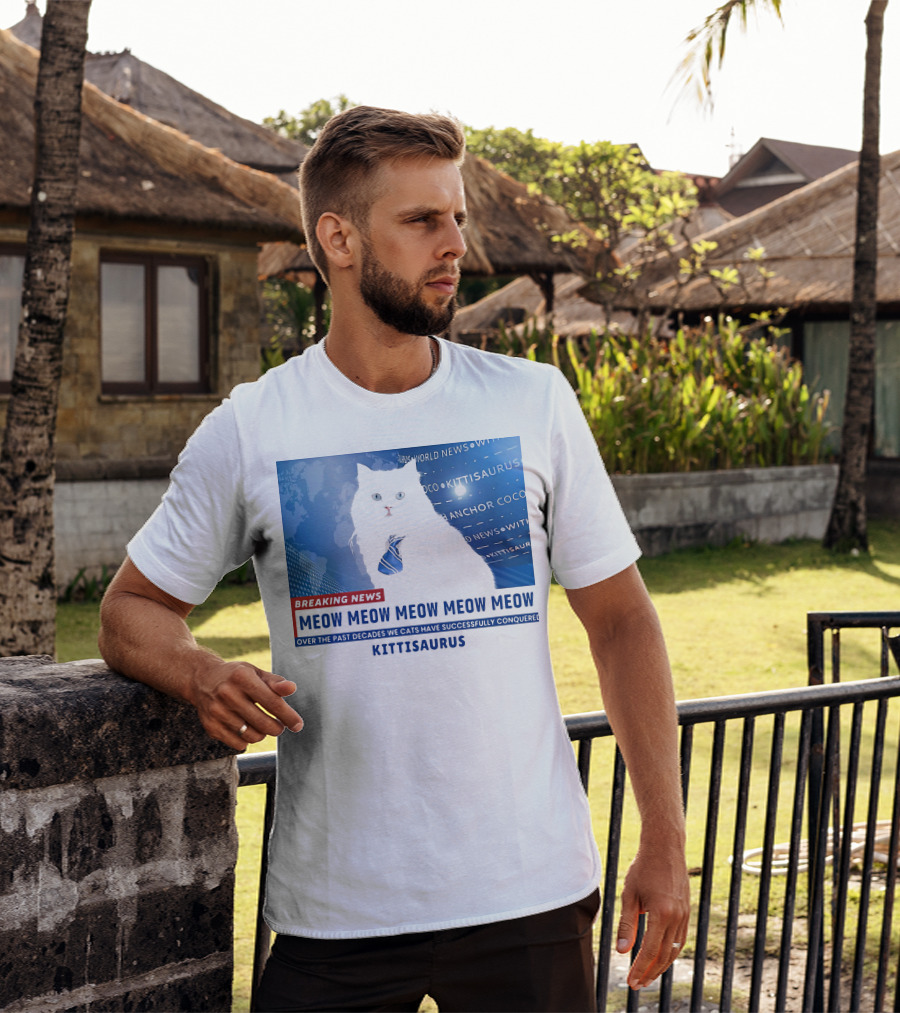 Breaking News Kittisaurus World News Anchor Coco Meow Meow Meow T-Shirt