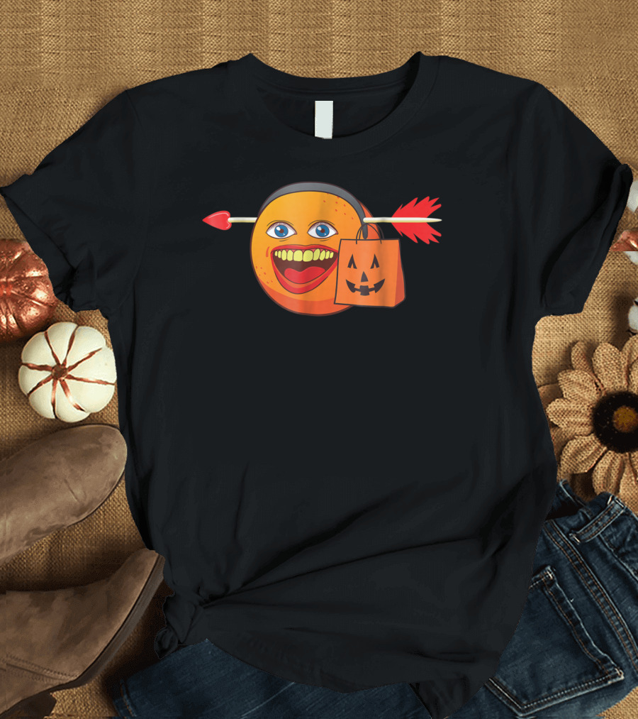 Annoying Orange Halloween Costume with Pumpkin Bag and Arrow Headband T-Shirt