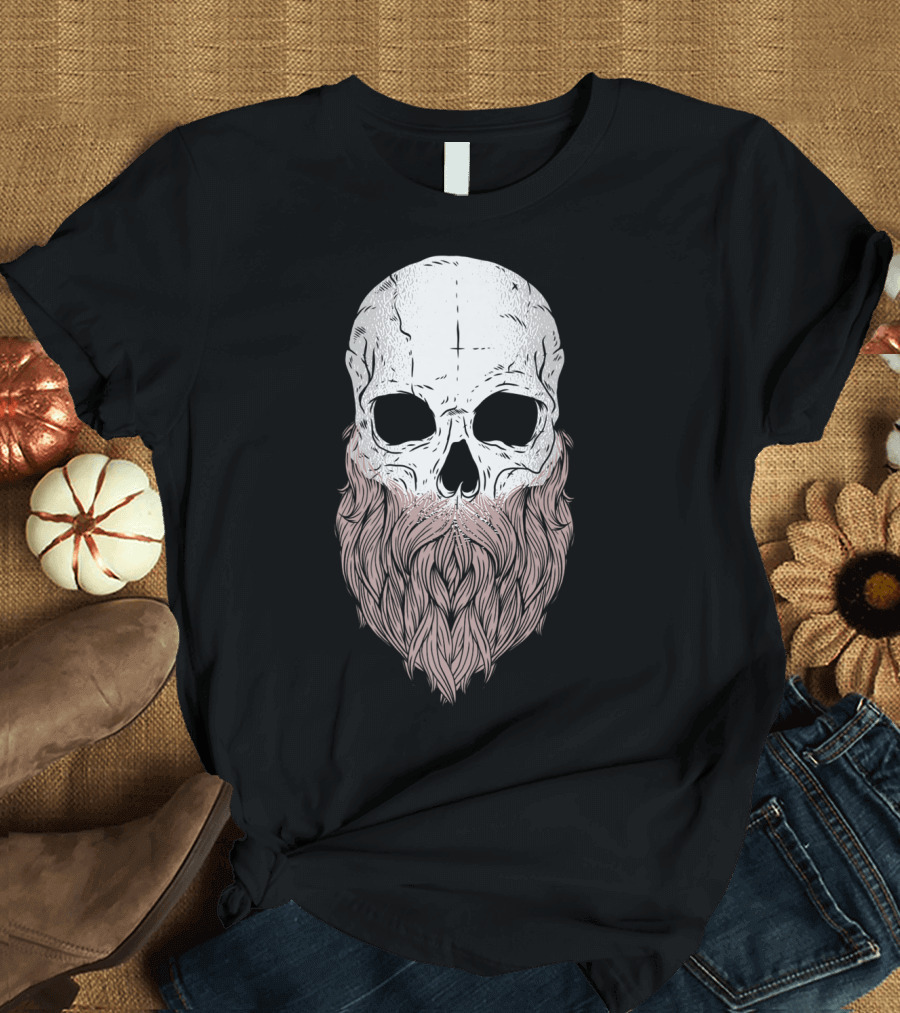 Bearded Skull Halloween Art for Spooky Festivities T-Shirt