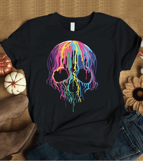 T-Shirt: Colorful Dripping Skull Art Psychedelic Rainbow Palette T-Shirt Colorful Dripping Skull Art Psychedelic Rainbow Palette T-Shirt