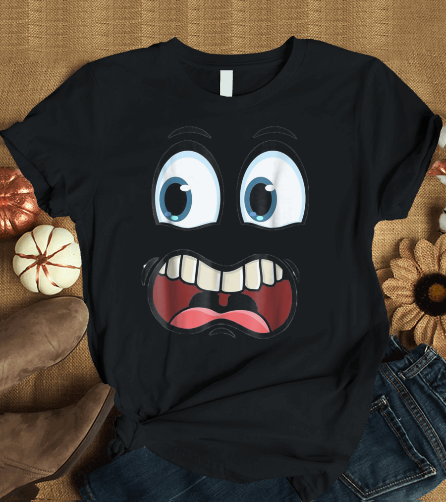 Cute Ghost Face Scared Expression Halloween Ghoul Face T-Shirt