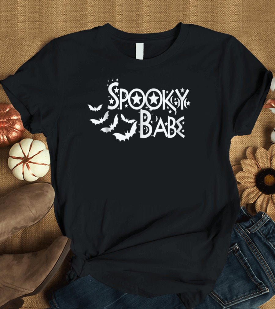 Spooky Babe Halloween Bats Stars T-Shirt