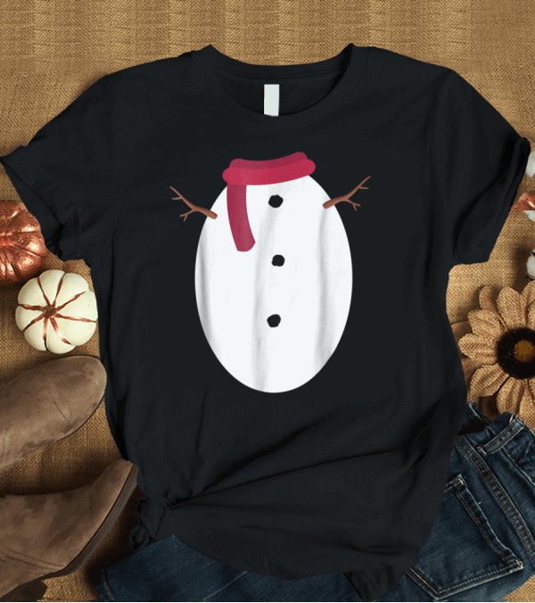 T-Shirt: Cute Snowman with Red Scarf and Stick Arms T-Shirt Cute Snowman with Red Scarf and Stick Arms T-Shirt