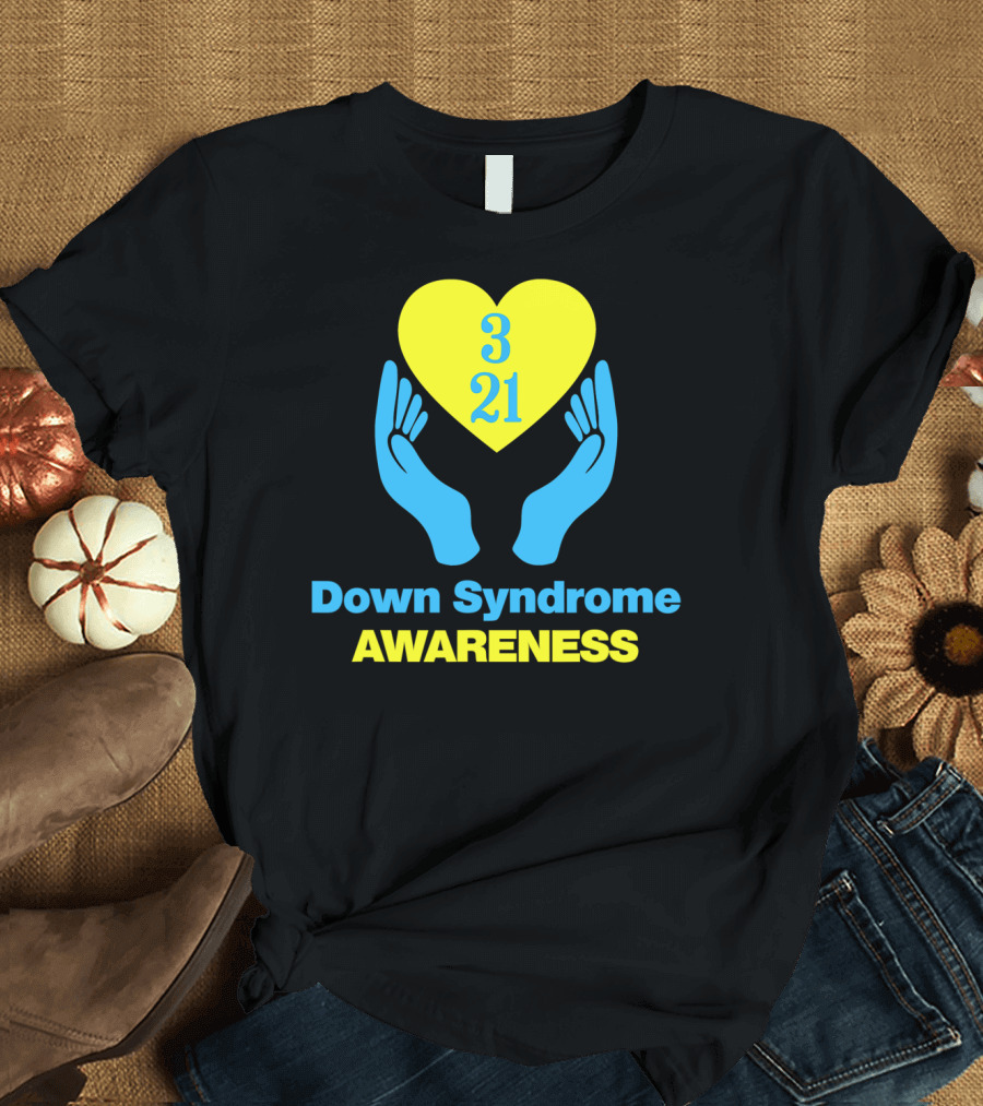 Down Syndrome Awareness March 21 Yellow Heart 321 T-Shirt