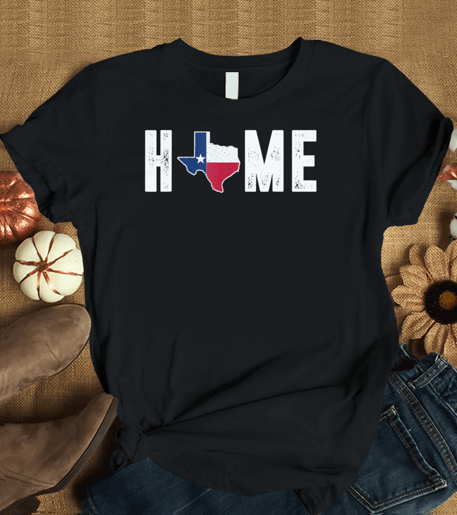 Distressed Texas Flag Star State Graphic Home T-Shirt