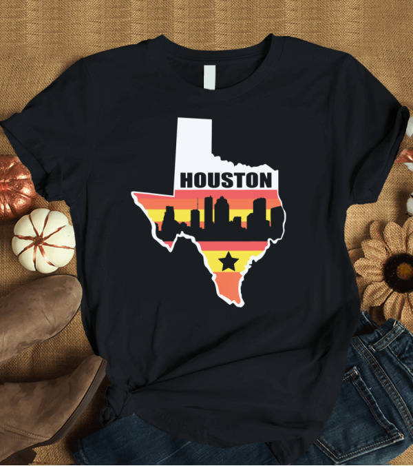 T-Shirt: Houston Texas City Skyline Vintage State Flag T-Shirt Houston Texas City Skyline Vintage State Flag T-Shirt