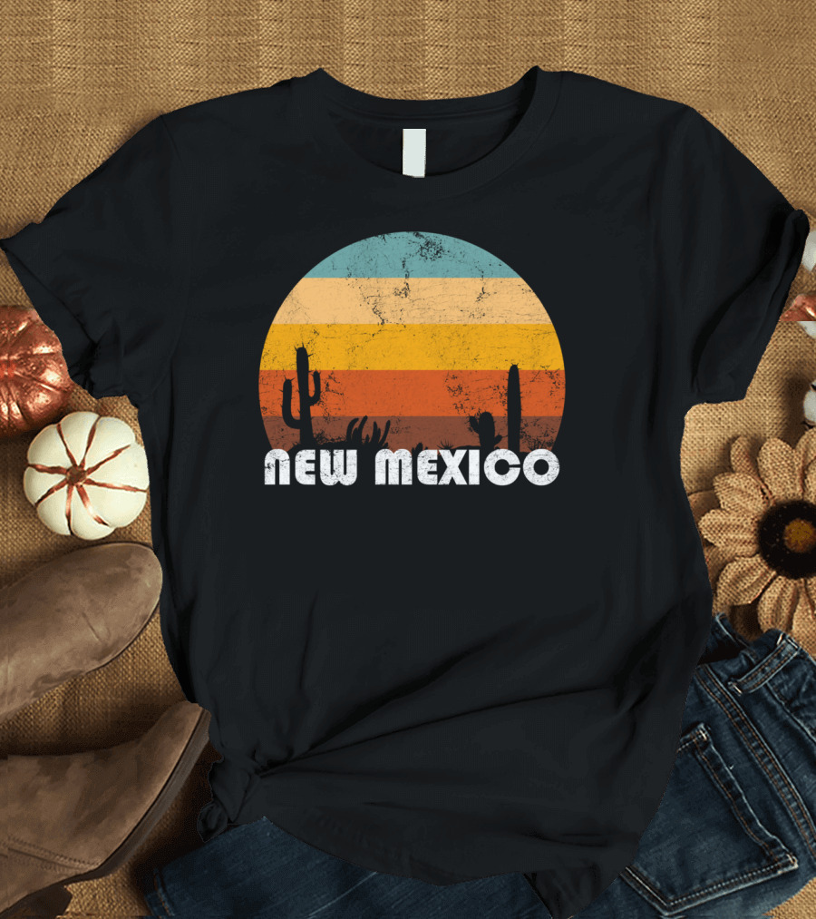 New Mexico Vintage Sunset Desert Cactus T-Shirt